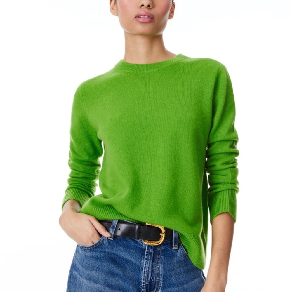 alice + olivia- KRAVIT CREWNECK SWEATER IN PARROT
